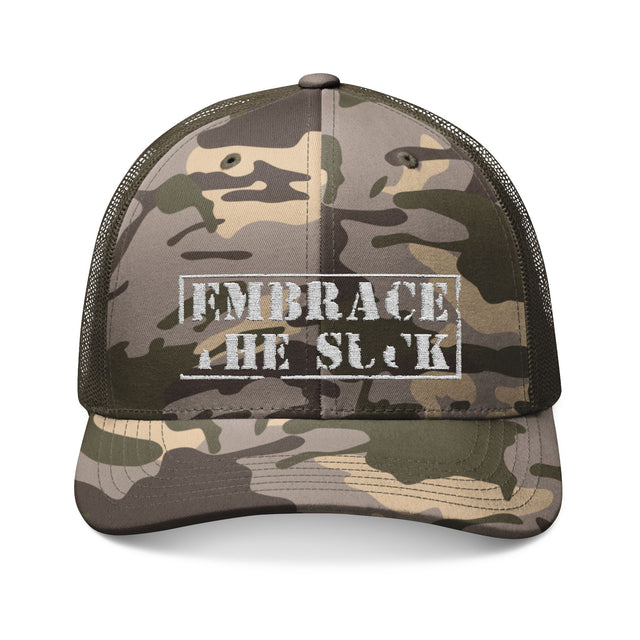 Embrace The Suck Camo Trucker Cap